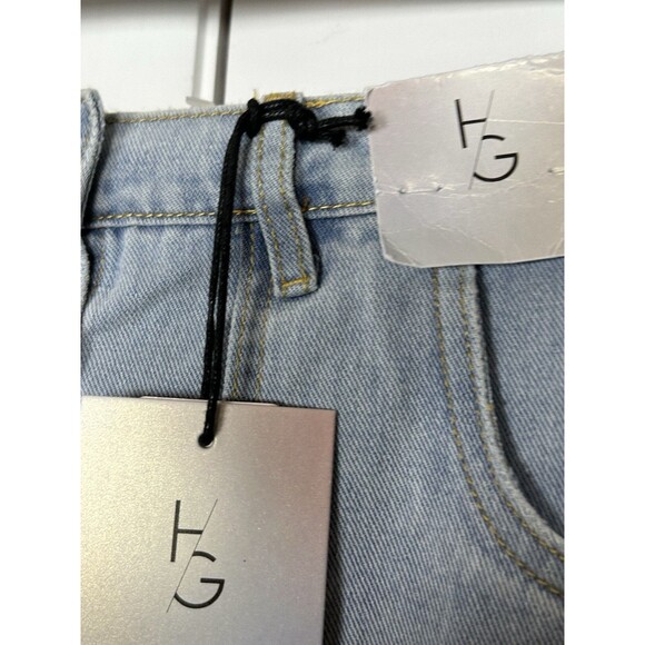 Happily Grey Jean Skirt Size 7 Full Button Front Woth Slipt Amd Pockets Blue NWT - Picture 3 of 7